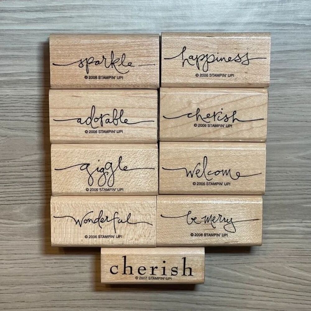 Stampin' Up! Vintage Cursive Words Rubber Stamps - 9 Pieces